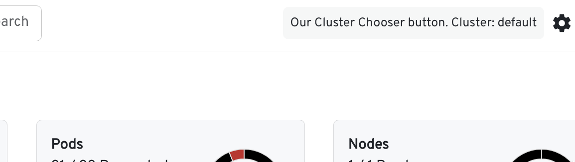 screenshot of the cluster chooser button