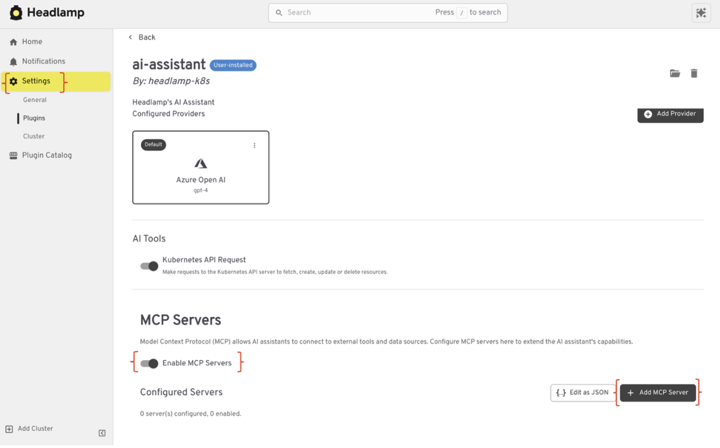 Enable MCP servers in the AI Assistant settings