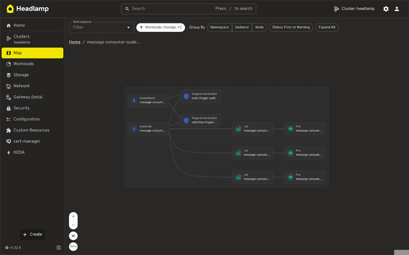 Screenshot showing another KEDA resource map